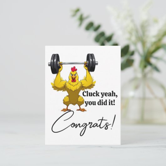 Funny Graduation Card - Chicken Themed Congrats ポストカード (スタンド正面)