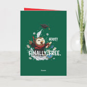 Funny Graduation Owl Finally Free Retro Cartoon カード (裏面)
