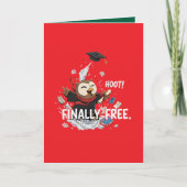 Funny Graduation Owl Finally Free Retro Cartoon カード (正面)