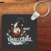 Funny Graduation Owl Finally Free Retro Cartoon キーホルダー (裏面)