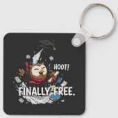 Funny Graduation Owl Finally Free Retro Cartoon キーホルダー (裏面)