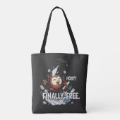 Funny Graduation Owl Finally Free Retro Cartoon  トートバッグ (裏面)