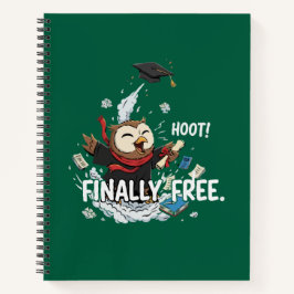 Funny Graduation Owl Finally Free Retro Cartoon  ノートブック