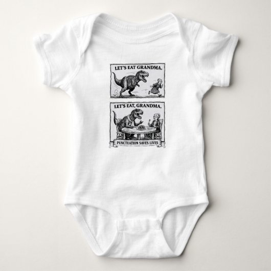 Funny Grammar Baby Singlet – “Let’s Eat, Grandma" ベビーボディスーツ (正面)