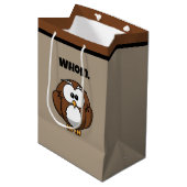 Funny Grammar Owl Cartoon for Writers & Word Nerds ミディアムペーパーバッグ (正面アングル)