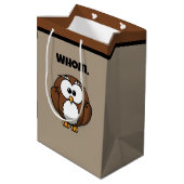 Funny Grammar Owl Cartoon for Writers & Word Nerds ミディアムペーパーバッグ (裏面アングル)