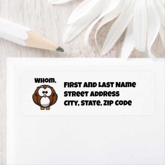 Funny Grammar Owl Cartoon for Writers & Word Nerds ラベル (インサイチュ)