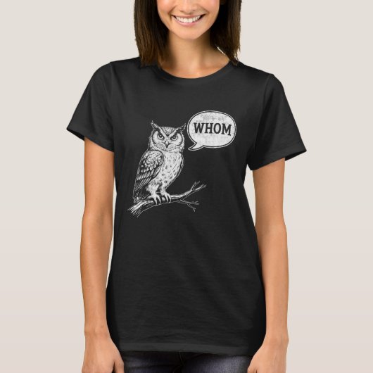 Funny Grammar Owl English Teacher Humor Tee with W Tシャツ (正面)