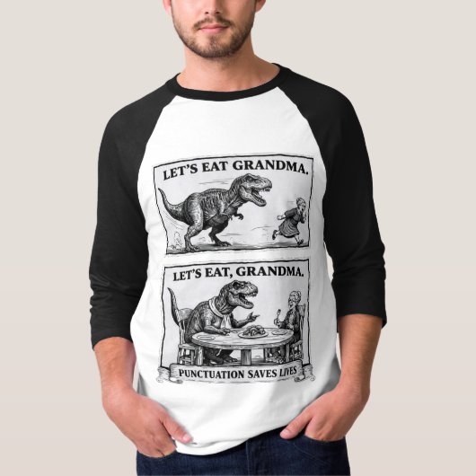 Funny Grammar T-Shirt – “Let’s Eat, Grandma” Tシャツ (正面)