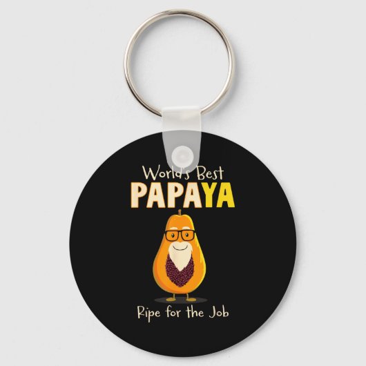Funny Grandfather World's Papa Papaya Pun  キーホルダー (正面)