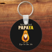 Funny Grandfather World's Papa Papaya Pun  キーホルダー (正面)
