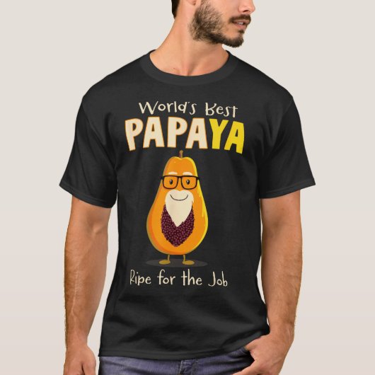 Funny Grandfather World's Papa Papaya Pun  Tシャツ (正面)