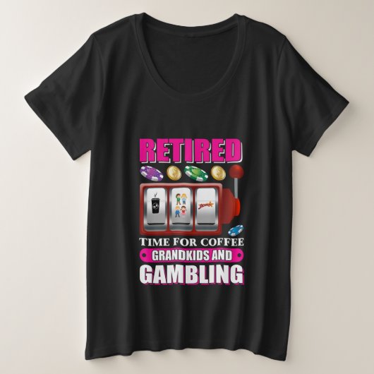 Funny Grandkids retired word art gambling プラスサイズTシャツ (デザイン正面)