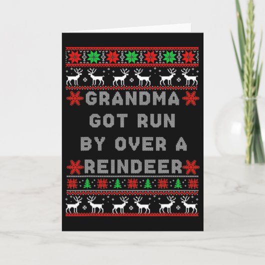 Funny Grandma Got Run Over By A Reindeer  カード (正面)