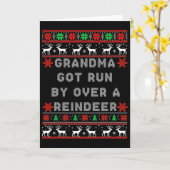 Funny Grandma Got Run Over By A Reindeer  カード (黄色い花)