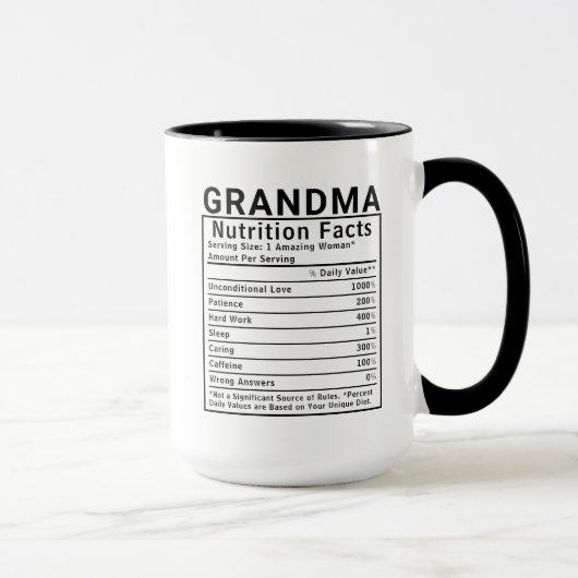 Funny Grandma Nutrition Facts Mothers Day Gift マグカップ (右)
