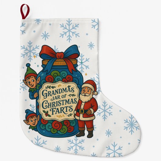 Funny Grandma’s Jar of Christmas Farts ラージクリスマスストッキング (正面)