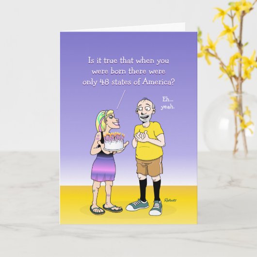 Funny Grandpa Birthday Greeting Card カード (黄色い花)