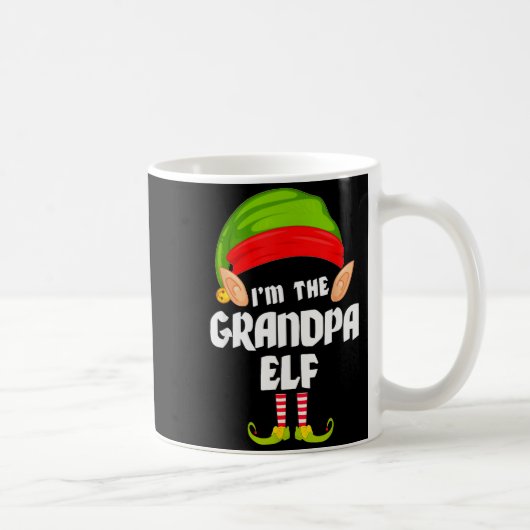 Funny Grandpa Elf Matching Family Group Pj Christm コーヒーマグカップ (右)