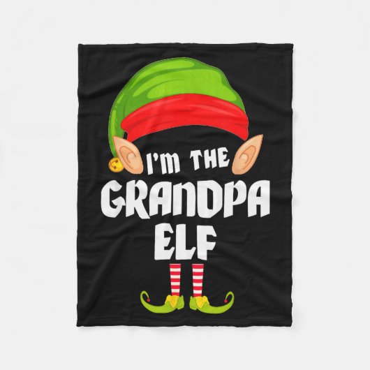Funny Grandpa Elf Matching Family Group Pj Christm フリースブランケット (正面)