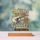 Funny Grandpa Guitar Vintage Engraving Shirt Desig アクリルサイン (ニュートラル)