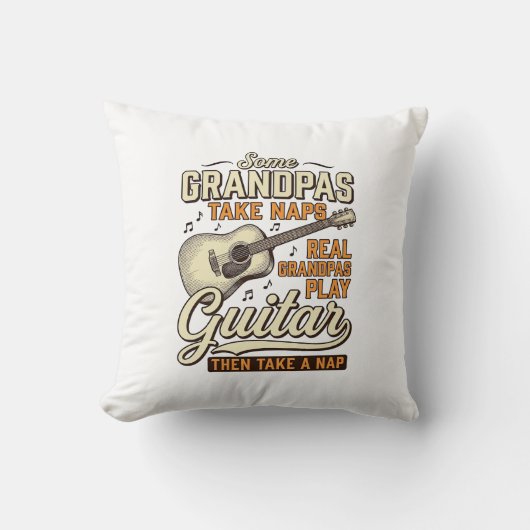Funny Grandpa Guitar Vintage Engraving Shirt Desig クッション (正面)