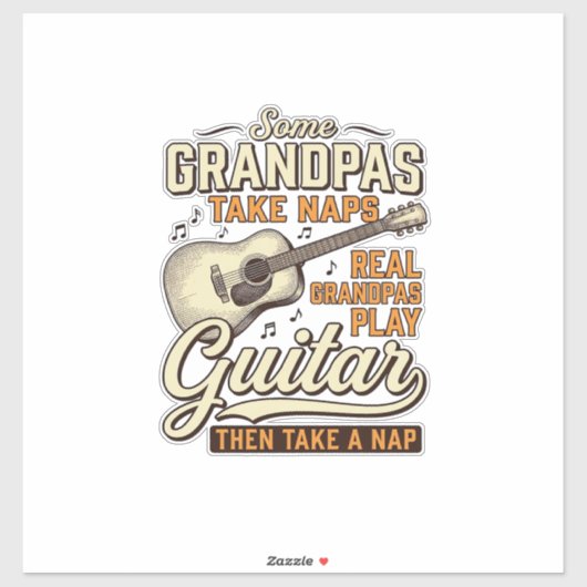 Funny Grandpa Guitar Vintage Engraving Shirt Desig シール (シート)