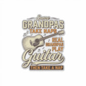Funny Grandpa Guitar Vintage Engraving Shirt Desig シール (正面)