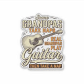 Funny Grandpa Guitar Vintage Engraving Shirt Desig シール (正面)
