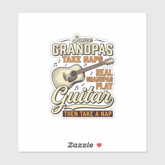 Funny Grandpa Guitar Vintage Engraving Shirt Desig シール (シート)