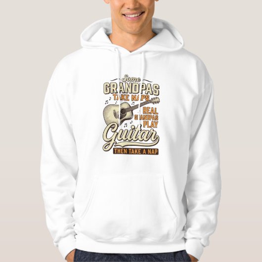 Funny Grandpa Guitar Vintage Engraving Shirt Desig パーカ (正面)