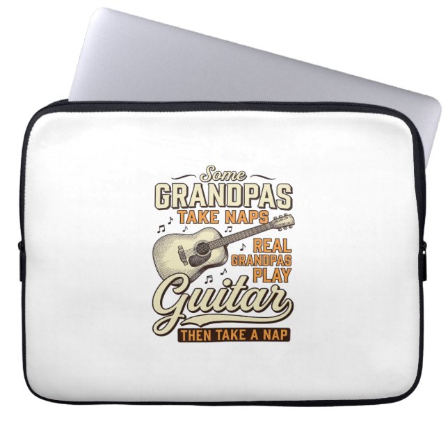 Funny Grandpa Guitar Vintage Engraving Shirt Desig ラップトップスリーブ (正面)