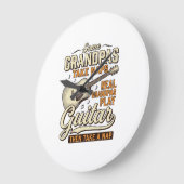 Funny Grandpa Guitar Vintage Engraving Shirt Desig ラージ壁時計 (傾斜)