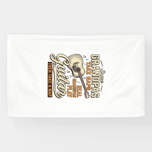 Funny Grandpa Guitar Vintage Engraving Shirt Desig 横断幕 (横)