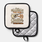 Funny Grandpa Guitar Vintage Engraving Shirt Desig 鍋敷き (正面/裏面)