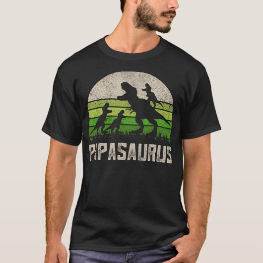 Funny Grandpa Shirts, Papasaurus Dinosaur 3 Kids F Tシャツ (正面)