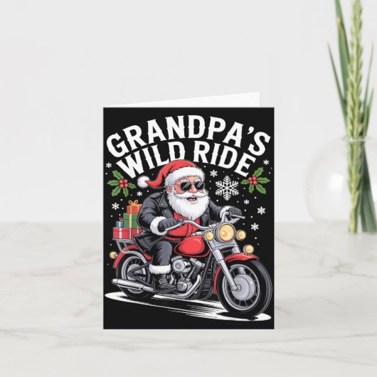 Funny Grandpa's Biker Ride Christmas Motorcycle Sa カード (正面)