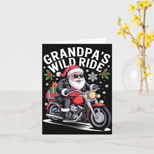 Funny Grandpa's Biker Ride Christmas Motorcycle Sa カード (黄色い花)