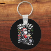 Funny Grandpa's Biker Ride Christmas Motorcycle Sa キーホルダー (正面)