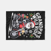 Funny Grandpa's Biker Ride Christmas Motorcycle Sa フリースブランケット (正面(横))