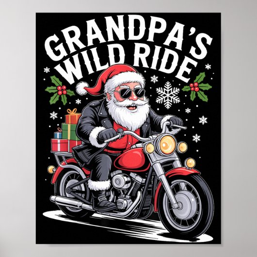 Funny Grandpa's Biker Ride Christmas Motorcycle Sa ポスター (正面)