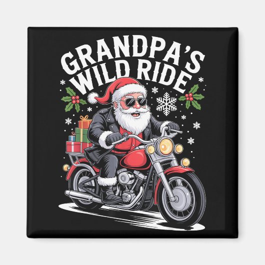 Funny Grandpa's Biker Ride Christmas Motorcycle Sa マグネット (正面)