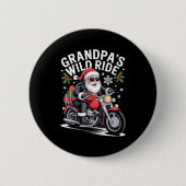 Funny Grandpa's Biker Ride Christmas Motorcycle Sa 缶バッジ (正面)