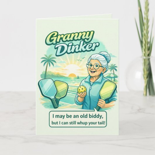 Funny Granny Dinker Pickleball Funny カード (正面)