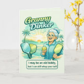 Funny Granny Dinker Pickleball Funny カード (黄色い花)
