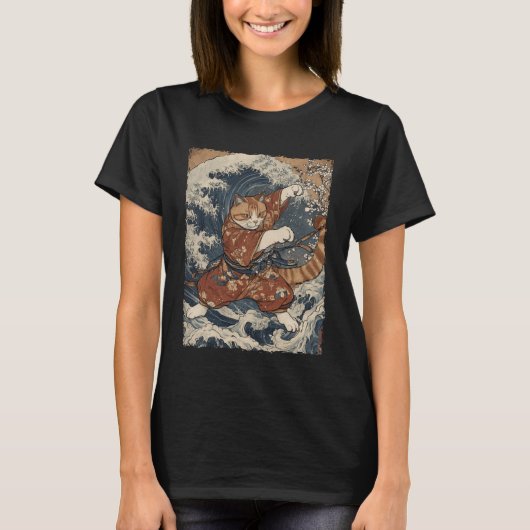 Funny Graphic Cat Japanese Anime Tシャツ (正面)