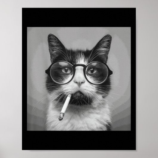 Funny Graphic Cat Smoking Adult Funny  ポスター (正面)