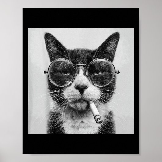 Funny Graphic Cat Smoking Adult Funny _1  ポスター (正面)