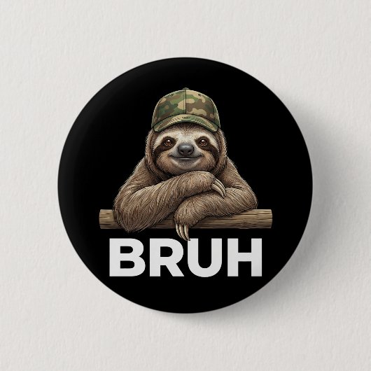 Funny Graphic Meme Sloth Bruh for Boys Girls 缶バッジ (正面)