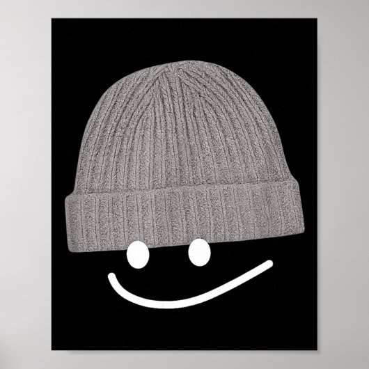 Funny Graphic Smile Face Men Women Cute Wool Hat W ポスター (正面)